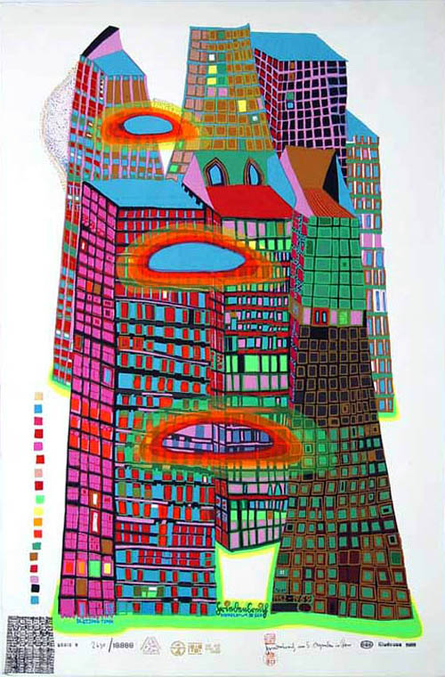 Hundertwasser Good Morning City - series N - red windows